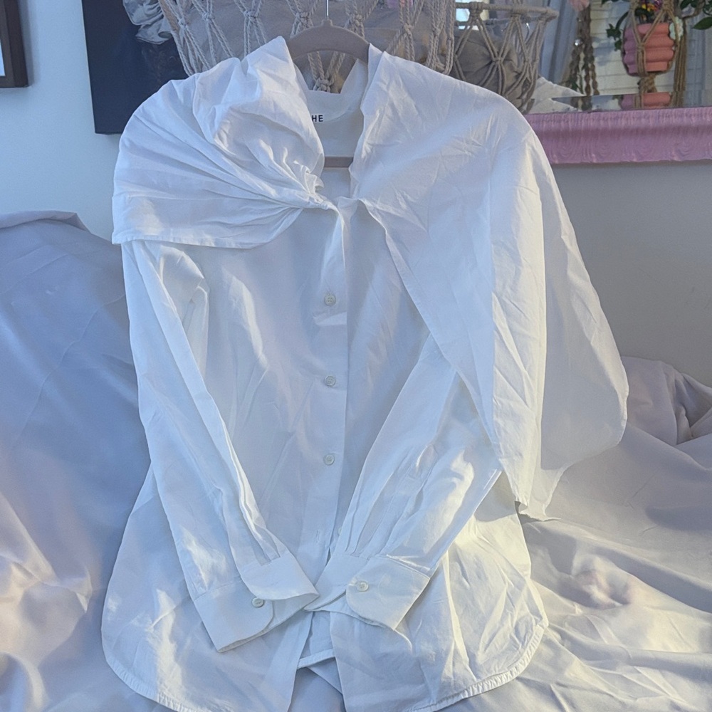 Hache White Button-Up Shirt with Drape NEW WITHOUT TAGS